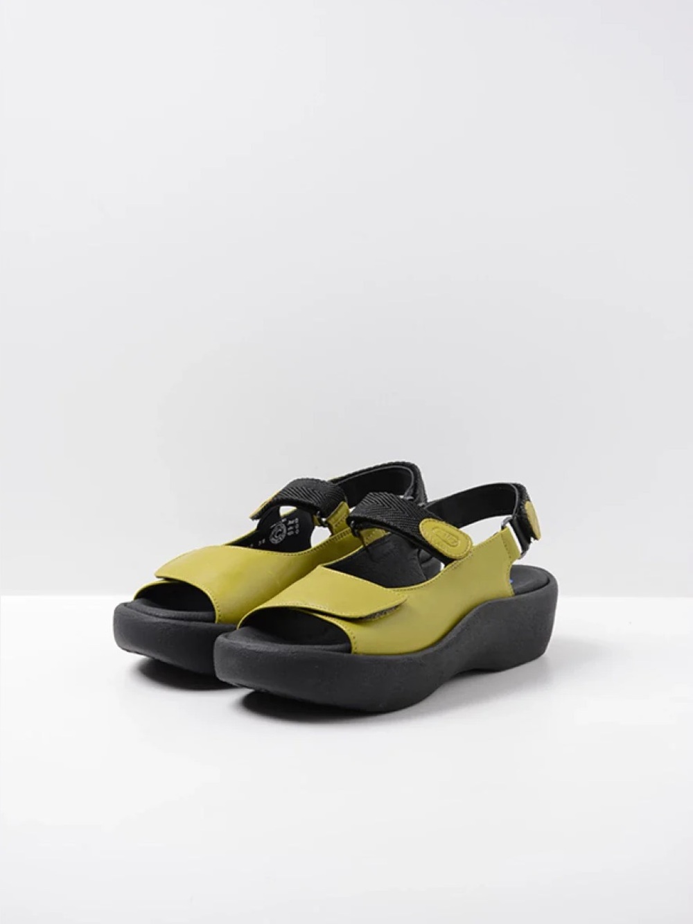 Wolky Lime and Black Platform Sandals